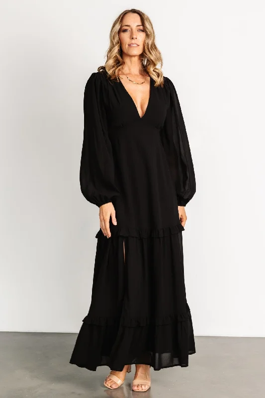 Women's Trendy Garments Bowman Deep V Maxi Dress | Black