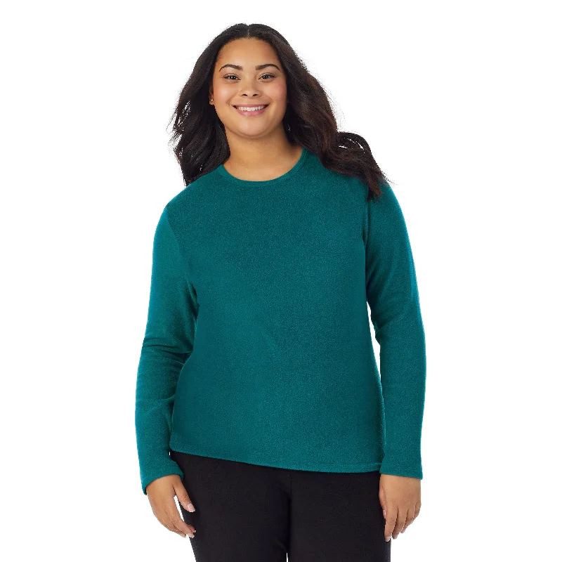 Casual Apparel For Women Fleecewear With Stretch Long Sleeve Crew PLUS