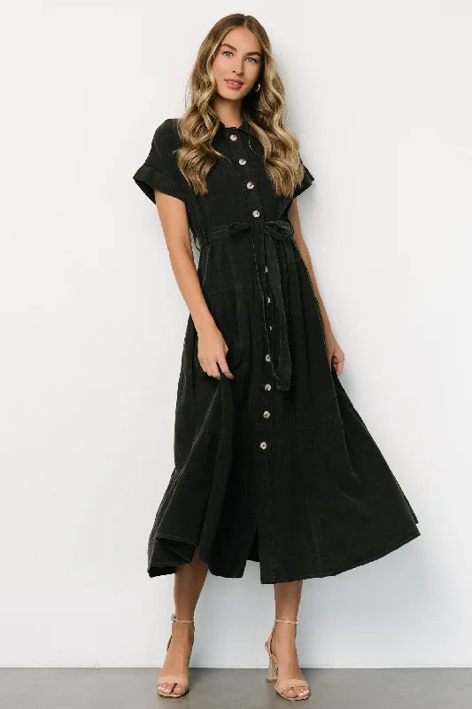 New Styles Just In Logan Button Up Dress | Black