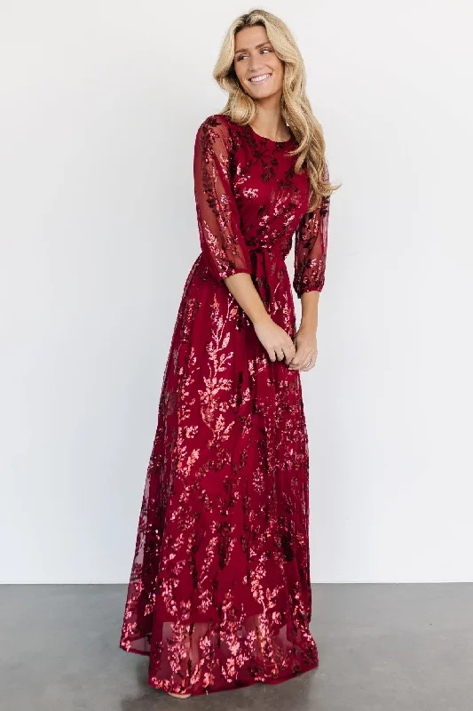 Tailored Clothing For Women Destiny Sequin Maxi Dress | Wine