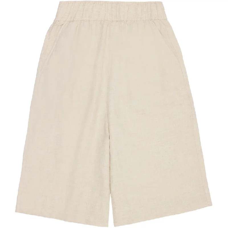 Women's High-Fashion Outfit EVE culotte high-rise wide linen shorts - GOTS/Vegan - Yarndyed - Light feather gray