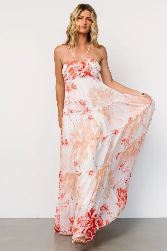 Vintage Style Deals Charmaine Maxi Dress | Red + Natural Floral