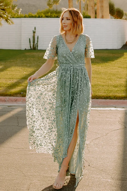 Hot Deals Marseille Embossed Maxi Dress | Eucalyptus