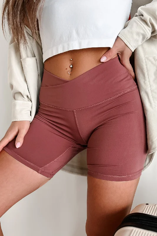 Women's Clothing For Casual Outings Stronger Than Your Excuse Cross-Waist Biker Shorts (Dusty Cedar)