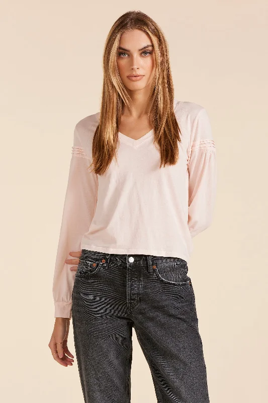 Women's Relaxed Clothes PINTUCK DETAIL TEE