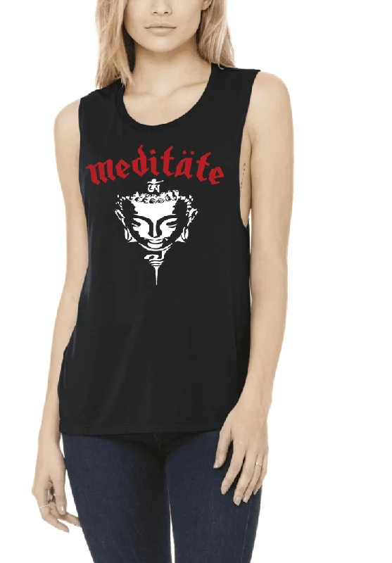 Women's Attire MEDITATE ROCK & ROLL YOGA CREW TANK