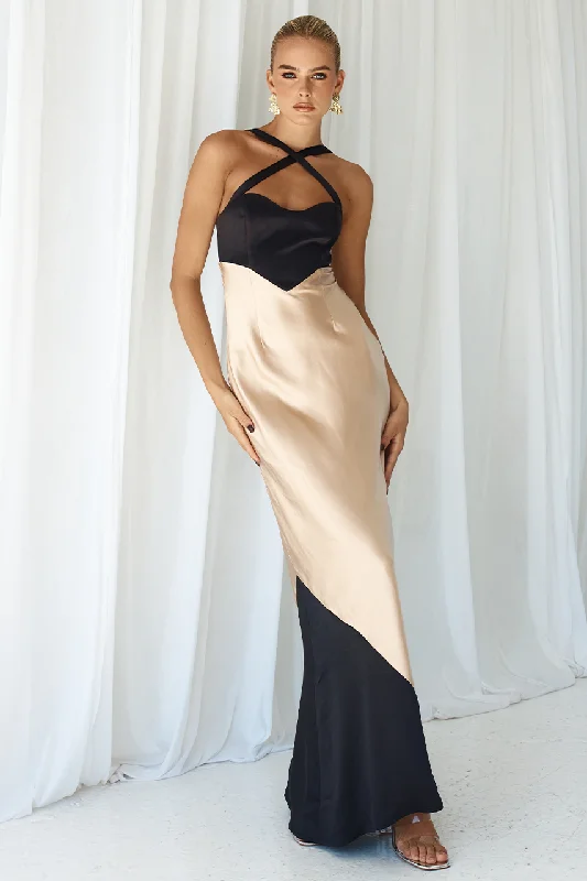 Everyday Elegance Sale EVITA MAXI DRESS - BLACK/SAND