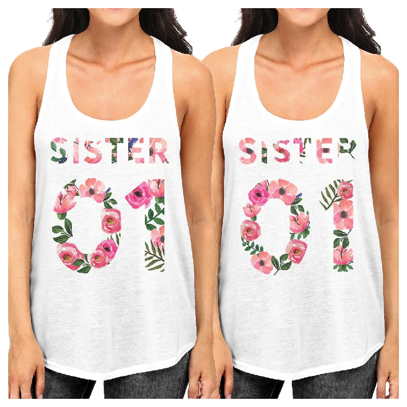 Elegant Fashion Offers Sister 01 BFF Matching White Tank Tops