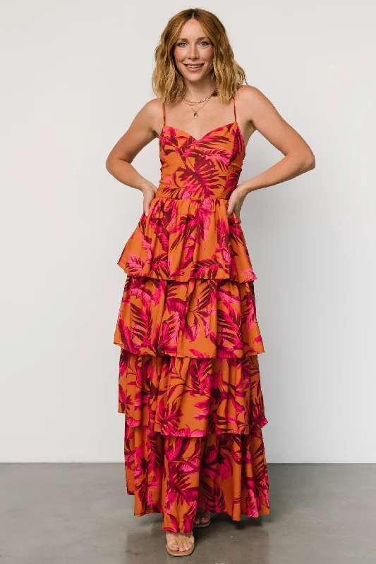 Formal Clothing For Women Joree Tiered Maxi Dress | Ginger + Fuschia Multi