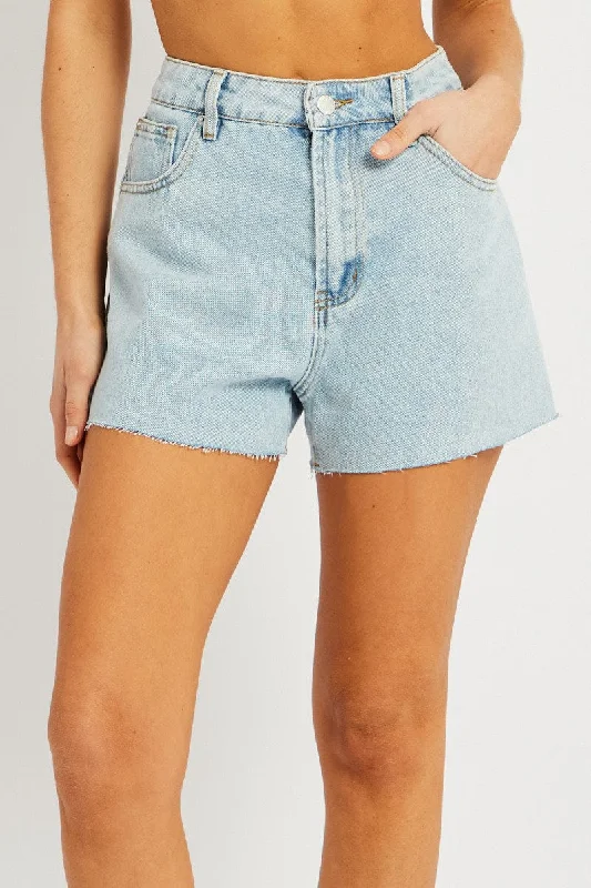 Women's Comfortable Lounge Outfit Denim Relaxed Short High Rise