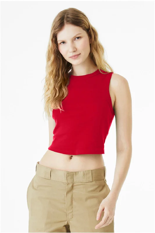 Women's Activewear Garments Bella + Canvas Womens Micro Ribbed Muscle Crop Tank Top - Red