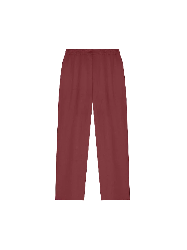 Women's Comfortable Clothes For Weekends Women's DNA Linen Trousers—garnet red