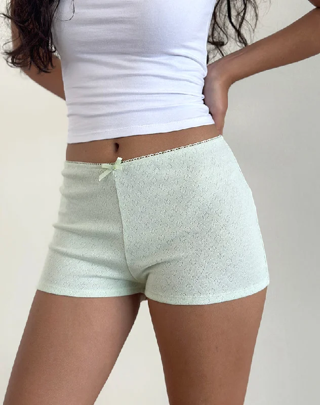 Glamorous Fashion Offers Istora Micro Shorts in Pointelle Mint