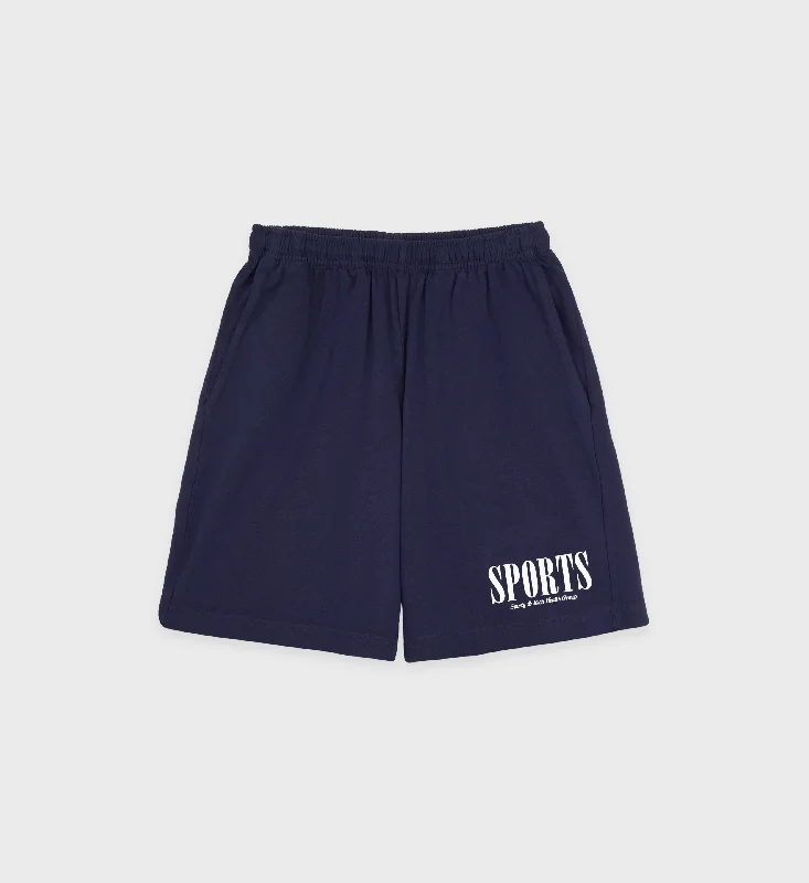 Luxury Women's Clothing Sports Gym Short - Navy/White