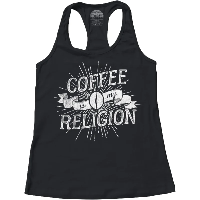 Bold Fashion Sales Women's Coffee Is My Religion Racerback Tank Top