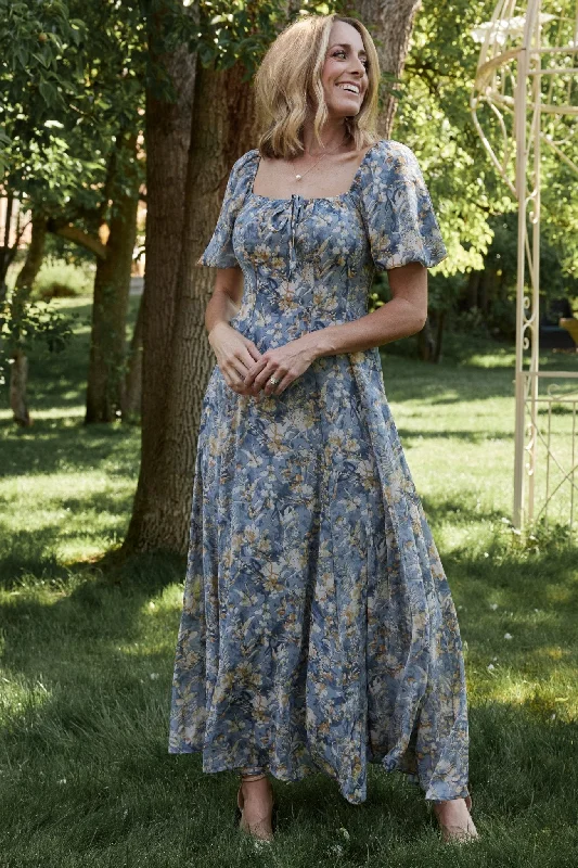 Women's Clothing Outfit Set Raelynn Maxi Dress | Dusty Blue Floral