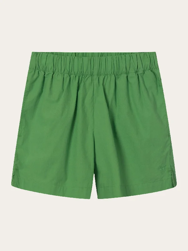 Women's Vacation Outfit Set Poplin elastic waist shorts - Vibrant Green