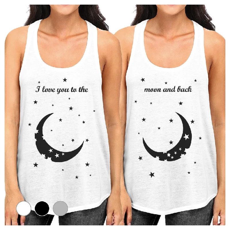 Comfortable Women's Clothing Moon And Back Best Friend Gift Shirts Womens Funny Graphic Tanks