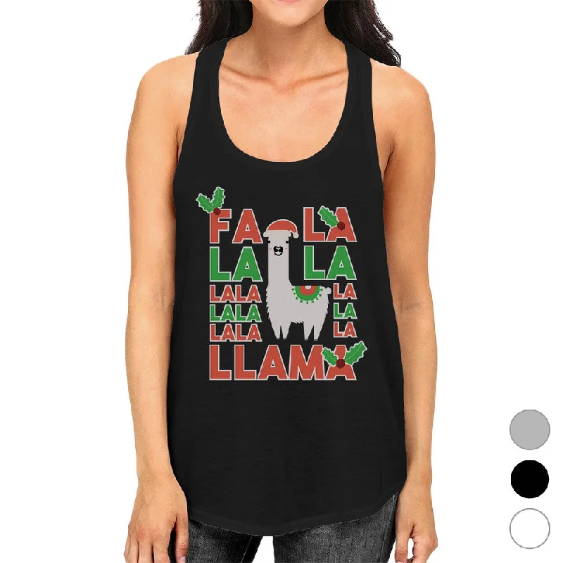 Women's Sporty Chic Clothes Falala Llama Womens Racerback Tank Top For Christmas Gym Workout