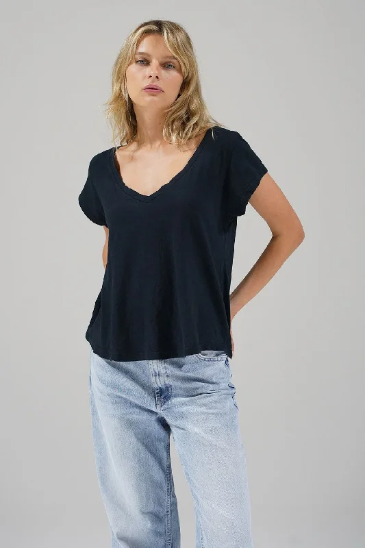 Women's Comfortable Clothes For Weekends Kaden Cotton V Neck - Black