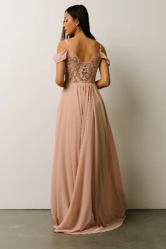 Women's Elegant Clothing Sets Bianca Lace Maxi Dress | Nude Blush