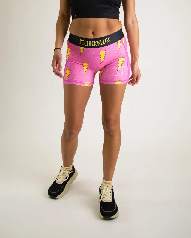 Women's Plus-Size Attire Women's Pink Bolts 3" Compression Shorts