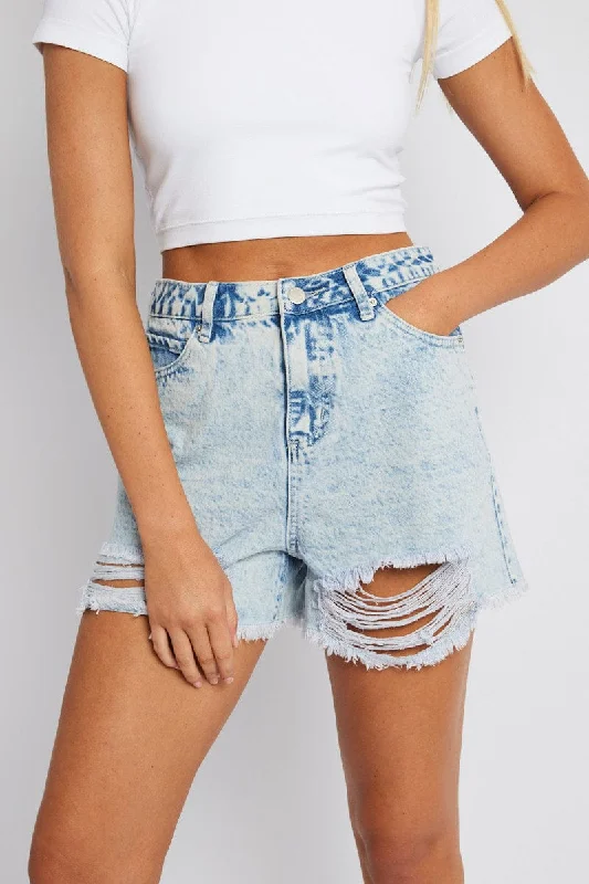 Fashion-Forward Offers Denim High Rise Denim Short Ripped