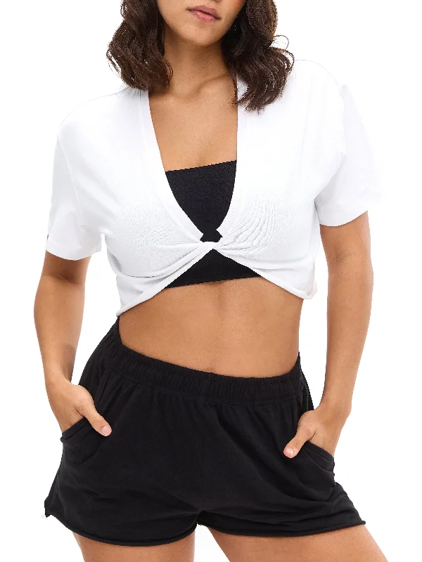 Women's Clothing For Casual Outings Slouchy Twist Crop - White