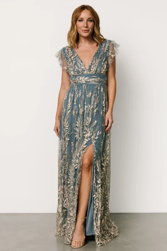 Avant-Garde Style Promotions Karina Shimmer Gown | Blue + Rose Gold