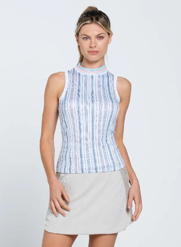 Women's Vacation Outfit Lucky Stripe High Neck Tank