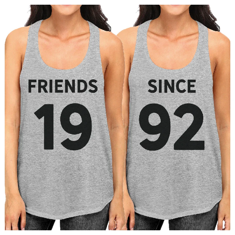 Street Style Discounts Friends Since Custom Years BFF Matching Grey Tank Tops