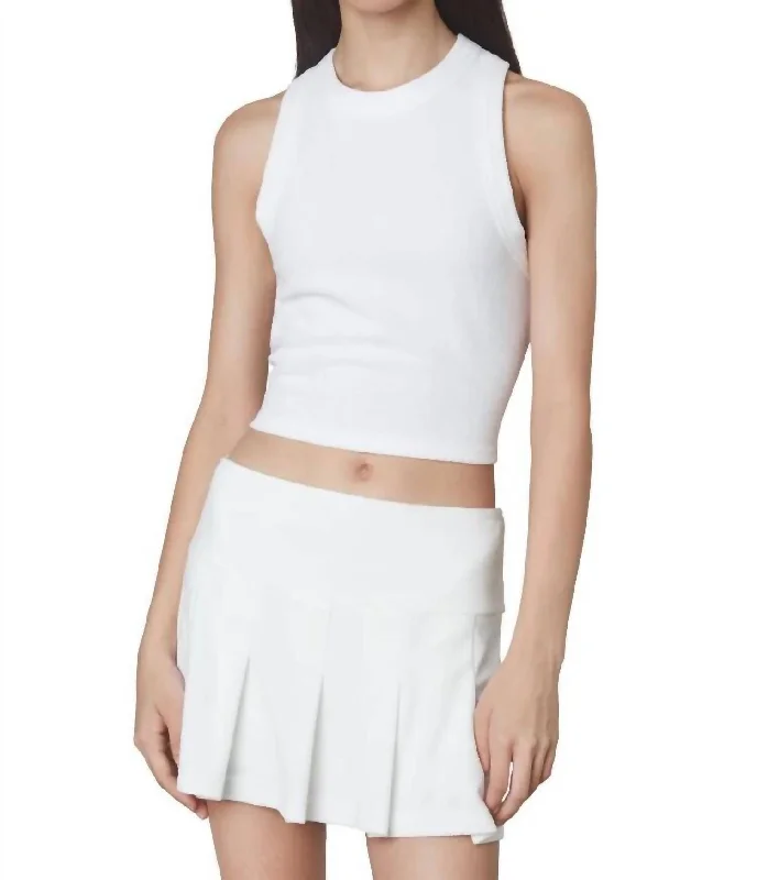 Chic Women's Outfit Pleated Terry Skort In White