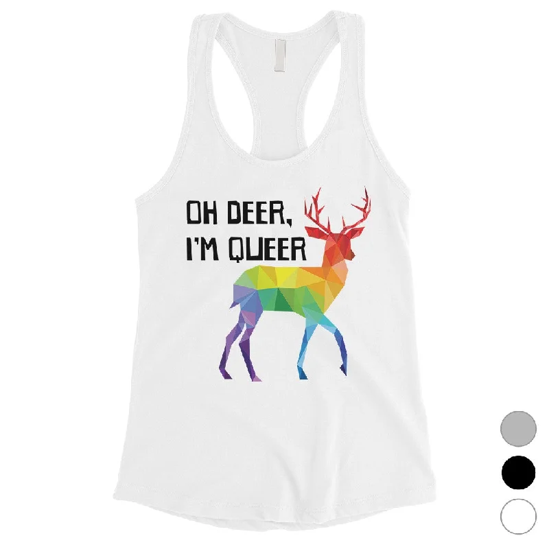 Women's Transitional Attire LGBT Deer Queer Rainbow Womens Tank Top