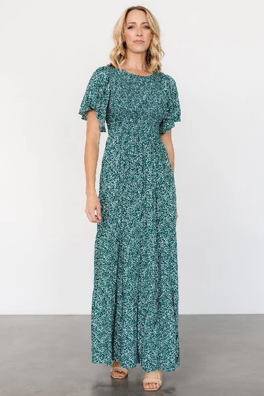 Fashion Frontiers Eliza Maxi Dress | Green Print