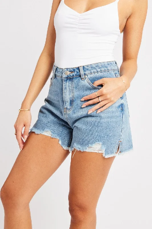 Vintage-Inspired Garments Denim Relaxed Denim Short Mid Rise