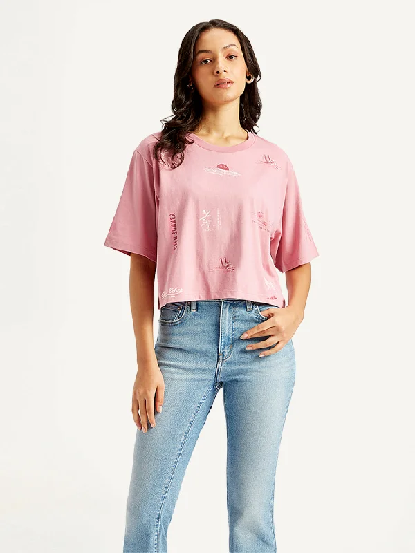 Statement Fashion Offers Women's Printed Relaxed Fit T-Shirt