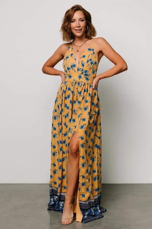 Street Chic Discounts Brylee Maxi Dress | Mustard + Navy