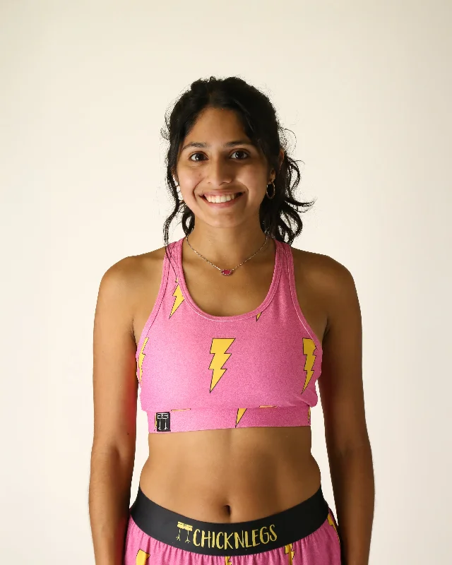 Chic Women's Garments Women's Pink Bolts OG Sports Bra