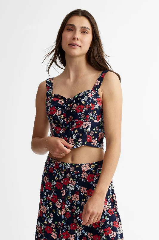 Women's Seasonal Clothes Camisole col en coeur écourtée imprimé floral - Femme