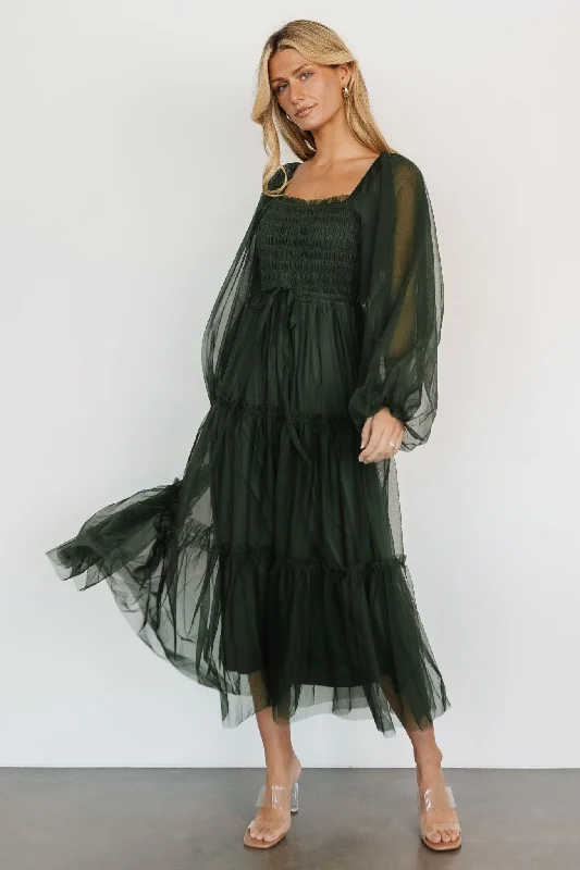 Sleek Style Discounts Katrina Tulle Maxi Dress | Dark Green