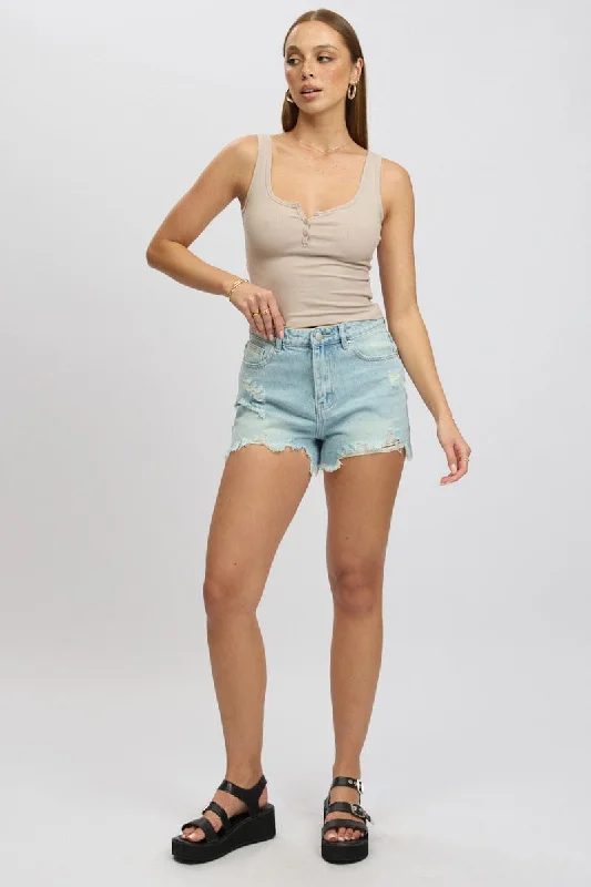 Women's Outerwear Garments Denim Relaxed Shorts Mid Rise