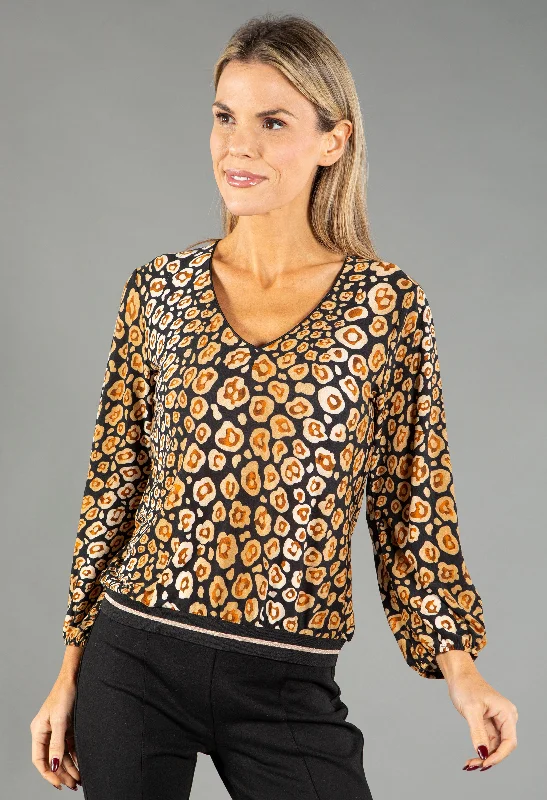 Quick Grab Deals Soft Touch Patterned V Neck Top