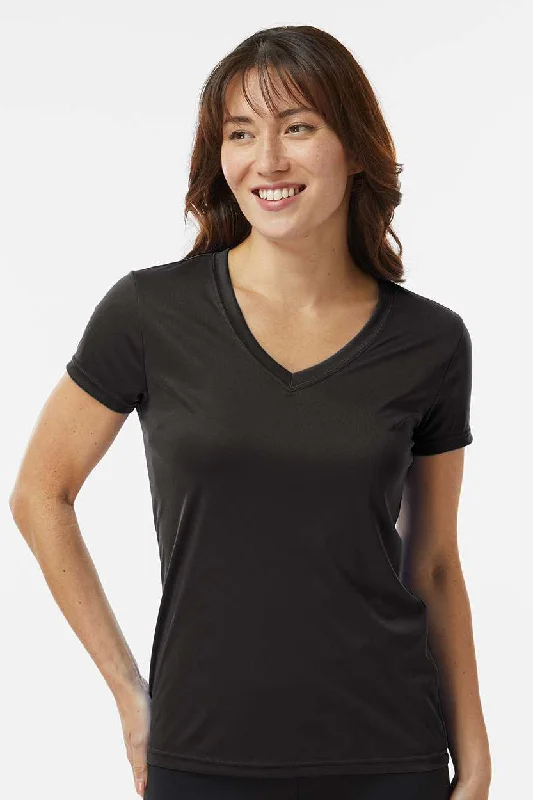 Street Style Discounts Paragon Womens Vera Moisture Wicking Short Sleeve V-Neck T-Shirt - Black