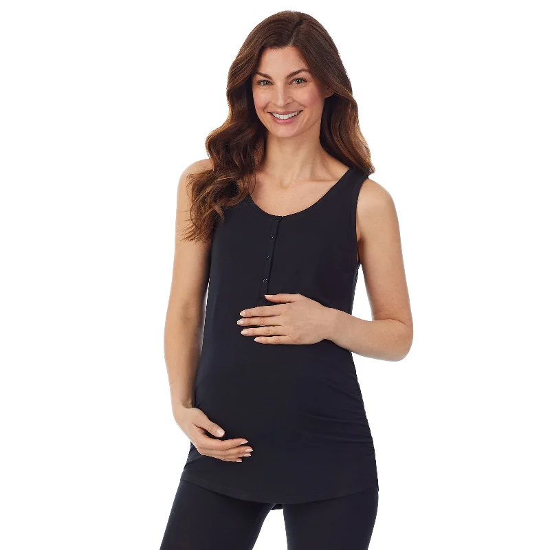 Women's Casual Wear Clothes Softwear with Stretch Maternity Snap Front Henley Tank Top