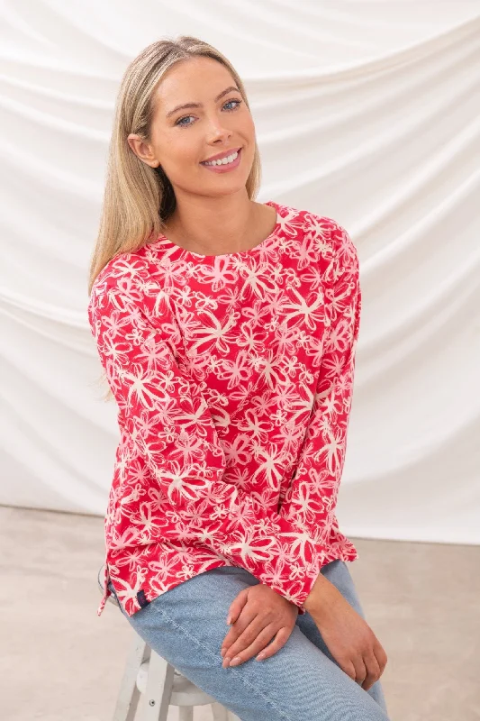 Fashion-Forward Offers Causeway Breton Top - Raspberry Floral