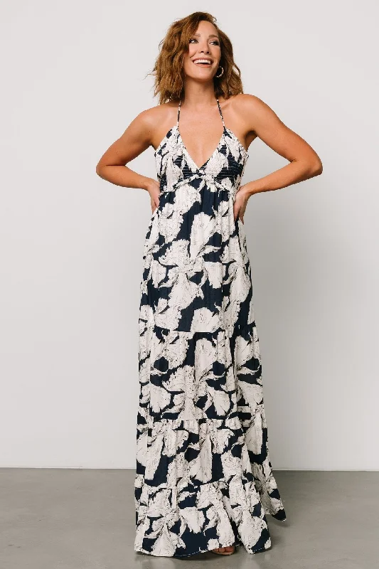 Women's Evening Wear Outfit Visalia Maxi Dress | Navy + White