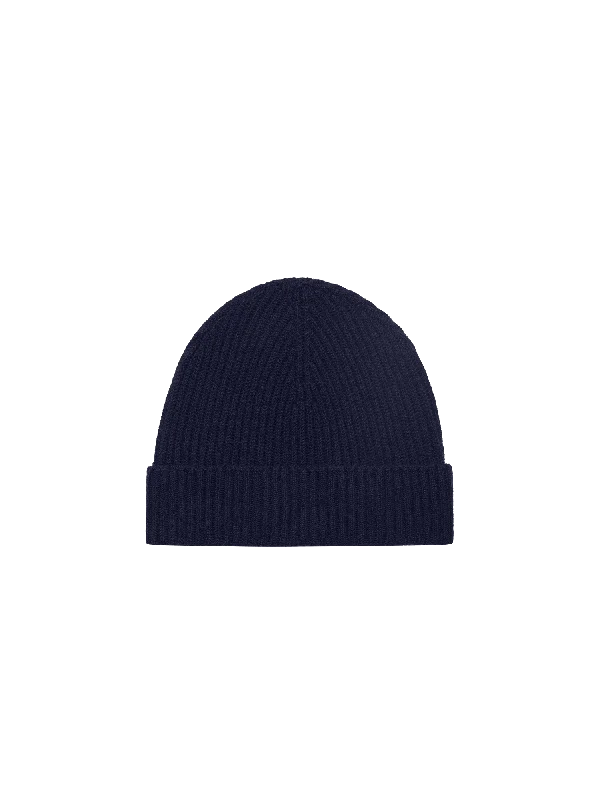 Charming Everyday Clothing For Women Cashmere Ribbed Beanie—dark navy