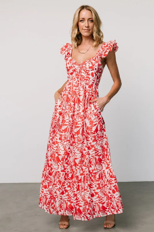 Stylish Deals Renee Maxi Dress | White + Red