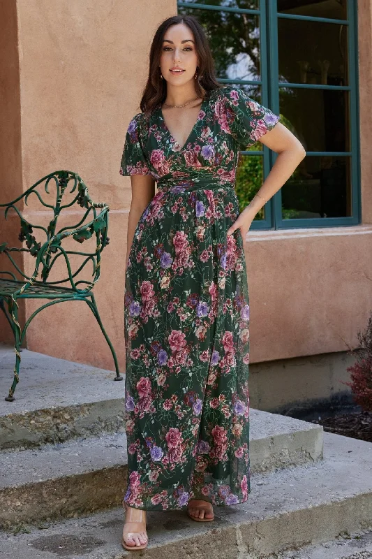 Women's Activewear Apparel Ardley Maxi Dress | Green + Pink Floral