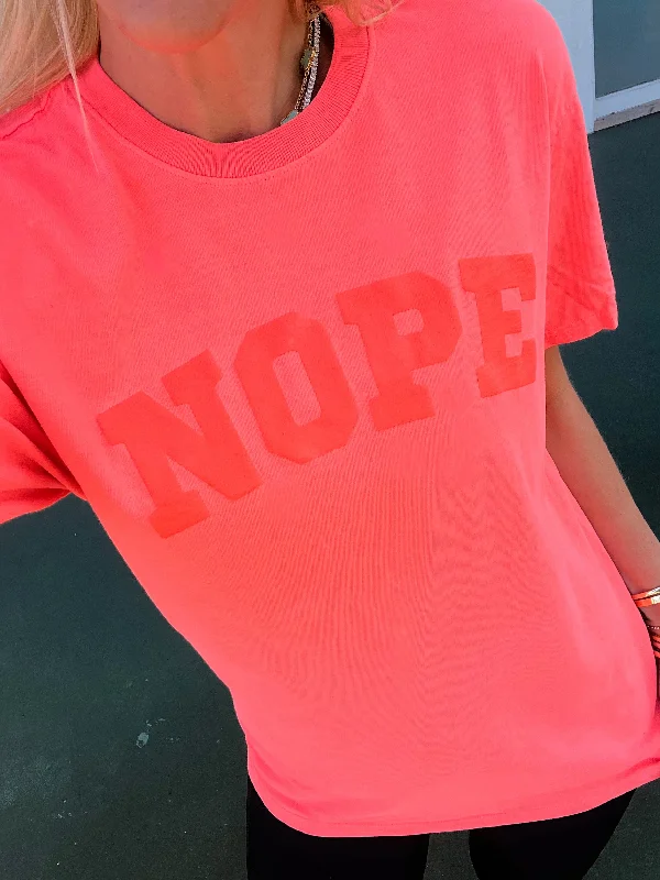 Women's Night-Out Outfit Nope Neon Coral Tee